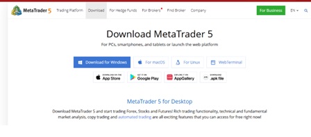 Halaman Download MetaTrader 5