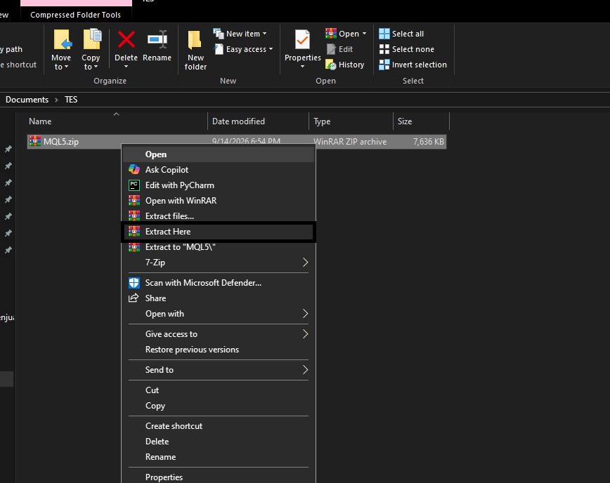 Proses Extract File ZIP