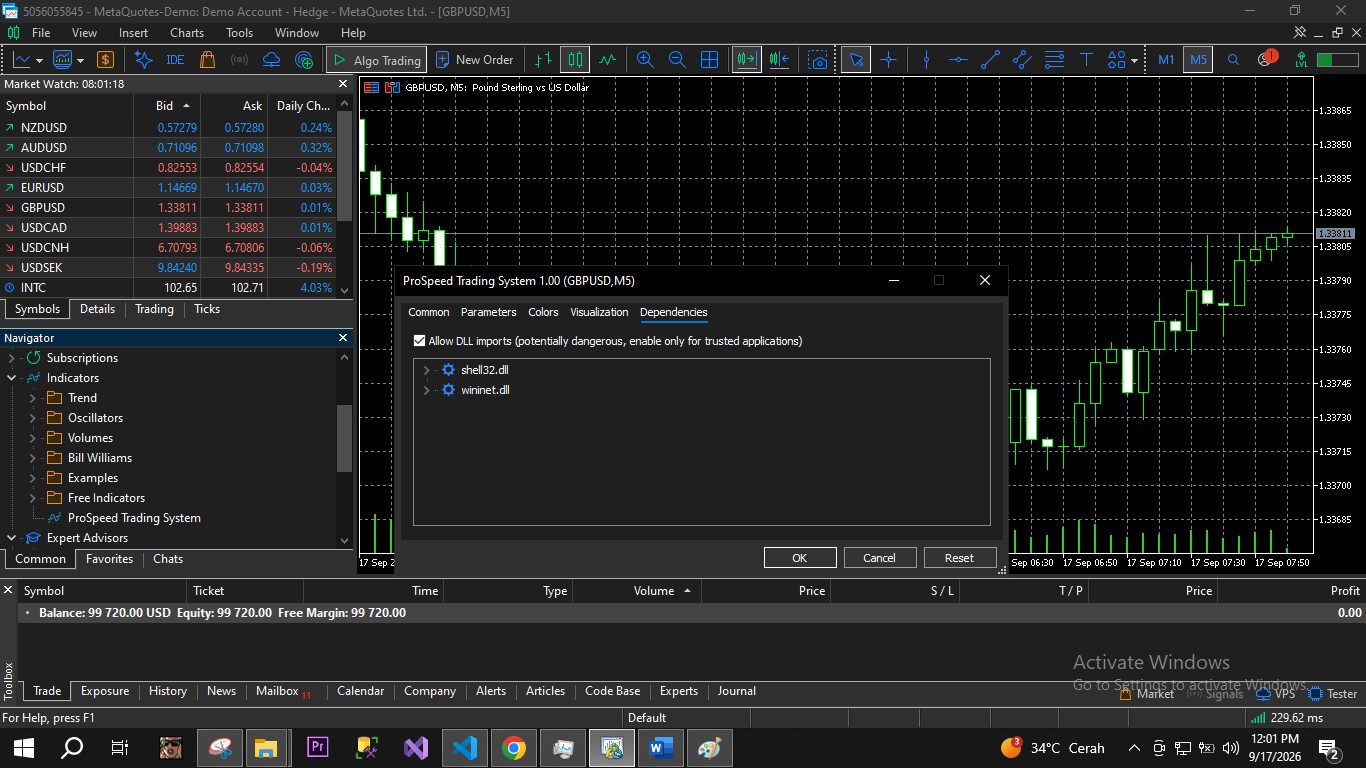 Memasang Indicator ke Chart